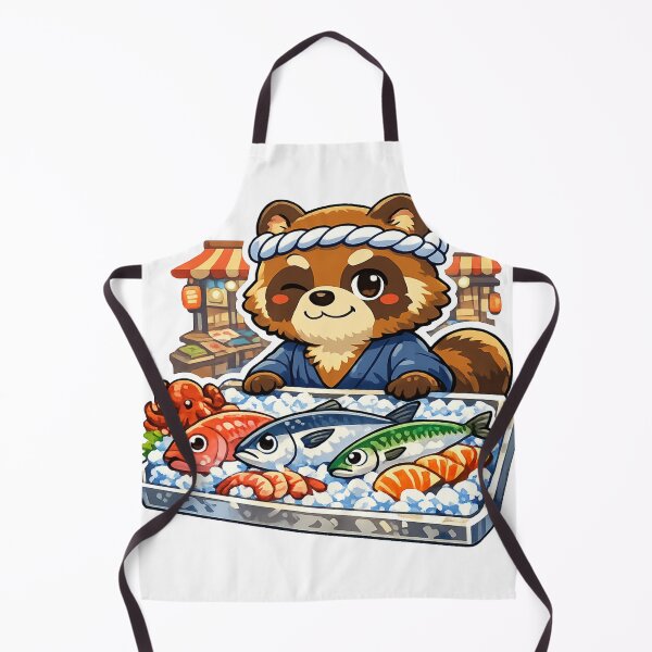 Item preview, Traditional Japanese Fish Market Tanuki Sticker | Cute Seafood Shop Animal | Kawaii Japan Market Art designed and sold by kawaii animal store (in Japan).