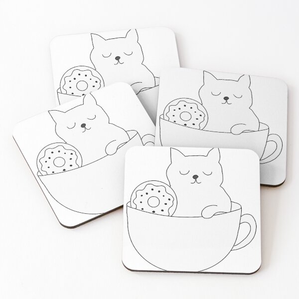 Item preview, Cat in a teacup with a donut designed and sold by LeshanArt.