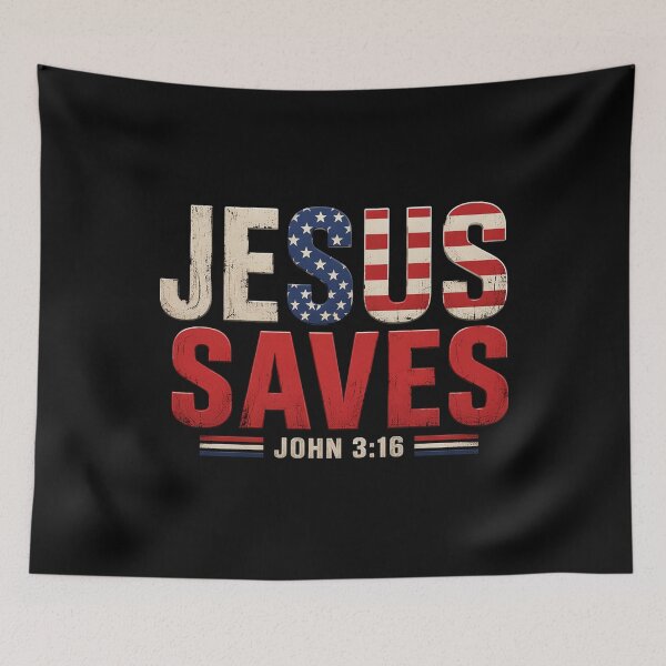 Item preview, Jesus Saves JesUSAves USA American Flag Patriotic Christian designed and sold by OlakunleOloroz.