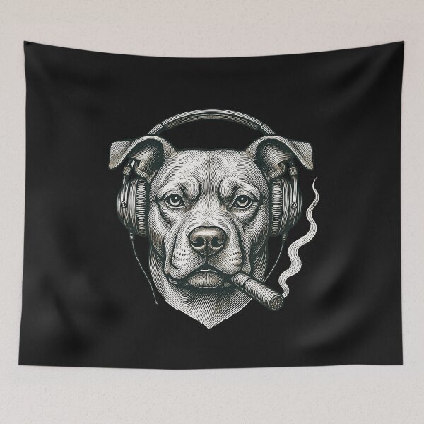 Item preview, PITBULL WITH HEADPHONES designed and sold by BKDIGITALSHOP.
