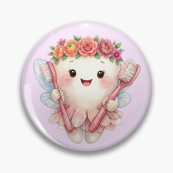 Item preview, Cute Tooth Fairy Holding a Toothbrush | Watercolor Fairy Tooth designed and sold by Mommy-Smile.