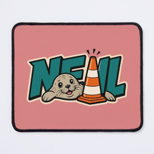 Item preview, Neil the Seal with Traffic Cone Graphic Illustration designed and sold by AbderraimArt.