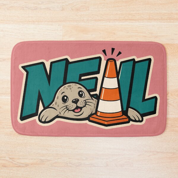 Item preview, Neil the Seal with Traffic Cone Graphic Illustration designed and sold by AbderraimArt.