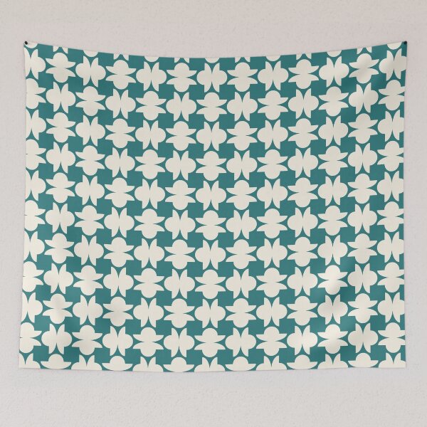 Item preview, Teal and Cream Mid Century Modern Geometric Pattern designed and sold by Anna Studio Co.