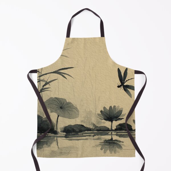 Item preview, Monochrome Lotus Pond with Dragonfly designed and sold by Sasas Design.