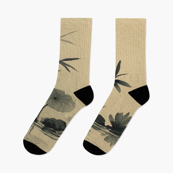 Item preview, Monochrome Lotus Pond with Dragonfly designed and sold by Sasas Design.