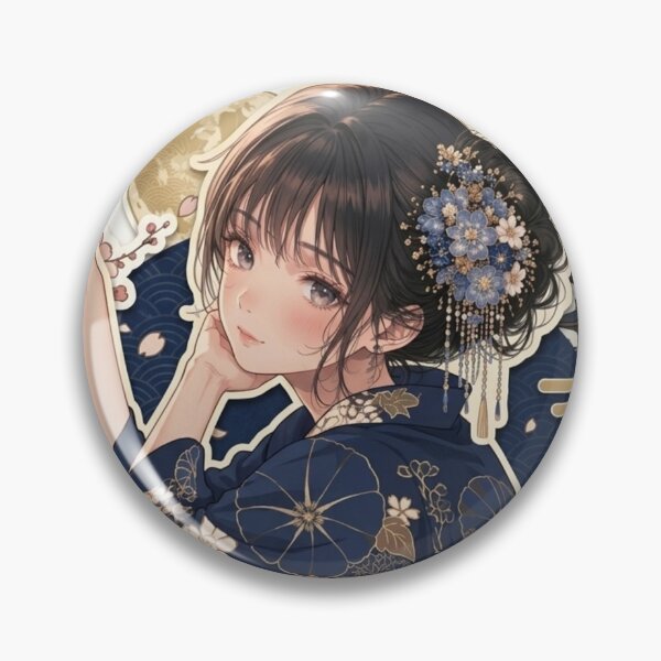 Item preview, Blue Yukata Lady - kawaii version designed and sold by Japanese Vibes.