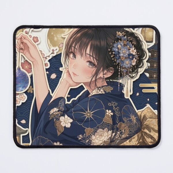 Item preview, Blue Yukata Lady - kawaii version designed and sold by Japanese Vibes.