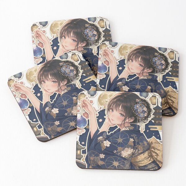 Item preview, Blue Yukata Lady - kawaii version designed and sold by Japanese Vibes.