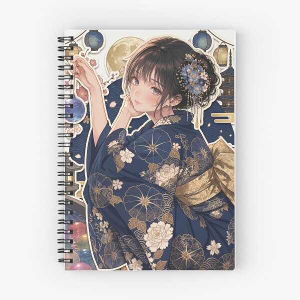 Item preview, Blue Yukata Lady - kawaii version designed and sold by Japanese Vibes.