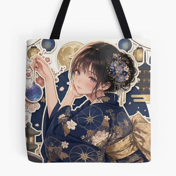 Item preview, Blue Yukata Lady - kawaii version designed and sold by Japanese Vibes.