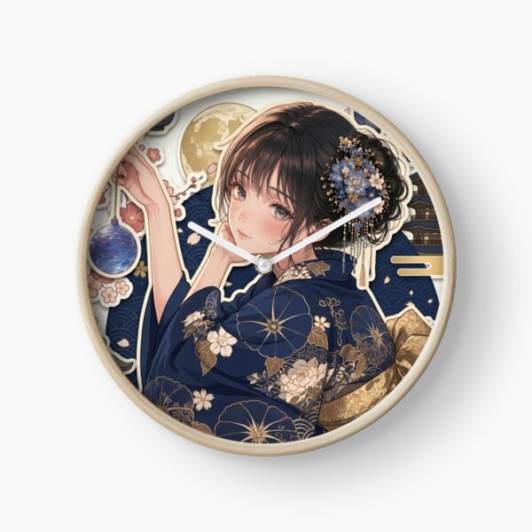Item preview, Blue Yukata Lady - kawaii version designed and sold by Japanese Vibes.