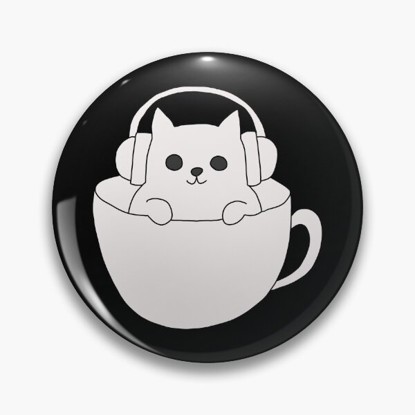 Item preview, Cat wearing headphones listening to music minimalist line art designed and sold by LeshanArt.
