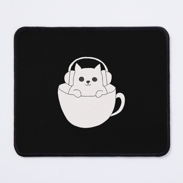 Item preview, Cat wearing headphones listening to music minimalist line art designed and sold by LeshanArt.