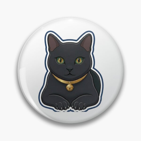 Item preview, Cute Black Cat with Green Eyes and Gold Collar Bell designed and sold by Northern Glow Art.