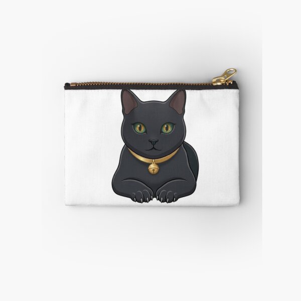 Item preview, Cute Black Cat with Green Eyes and Gold Collar Bell designed and sold by Northern Glow Art.