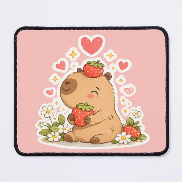 Item preview, Cute Strawberry Capybara Kawaii Spring Design designed and sold by Hibiskusmond.