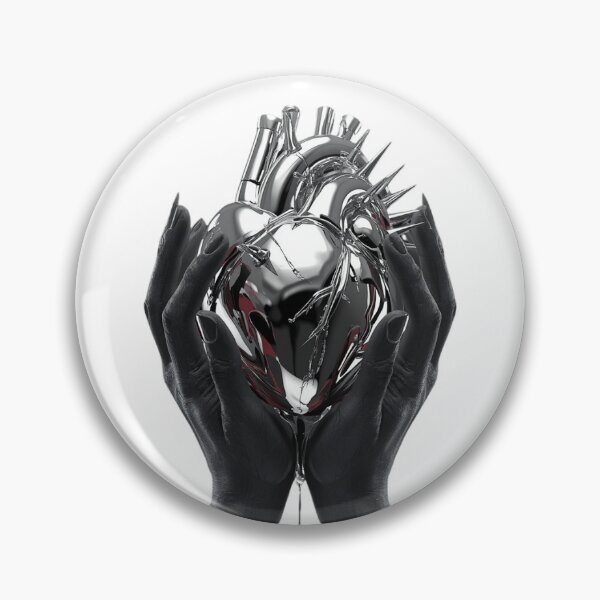 Item preview, Spiked Chrome Heart & Scratched Hands - Y2K Cyber Grunge designed and sold by BMAMED2001.