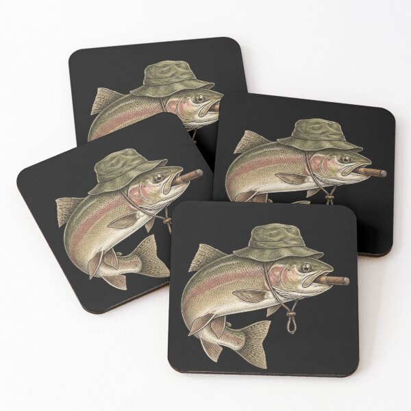 Item preview, Funny Trout Fishing Smoking Hat Vintage Angler Fish T-Shirt | Retro Trout Fisherman Graphic Gift designed and sold by Trendably.