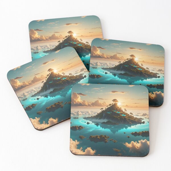 Item preview, The Blue Lagoon – Glowing Turquoise Floating Island Art designed and sold by LittleBigGifts.