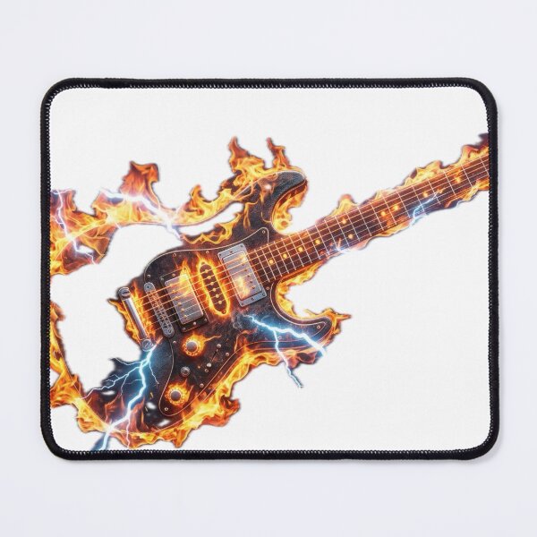Item preview, Volt Riff - Epic Flaming Electric Guitar with Blue Lightning designed and sold by miraldymelody.