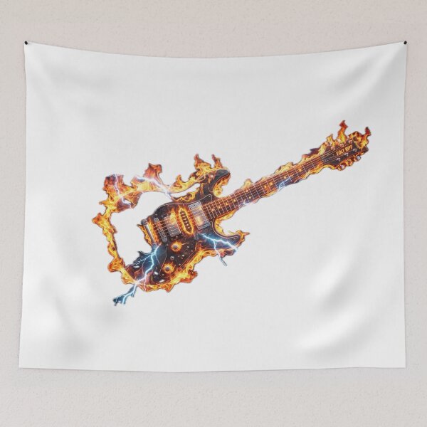 Item preview, Volt Riff - Epic Flaming Electric Guitar with Blue Lightning designed and sold by miraldymelody.
