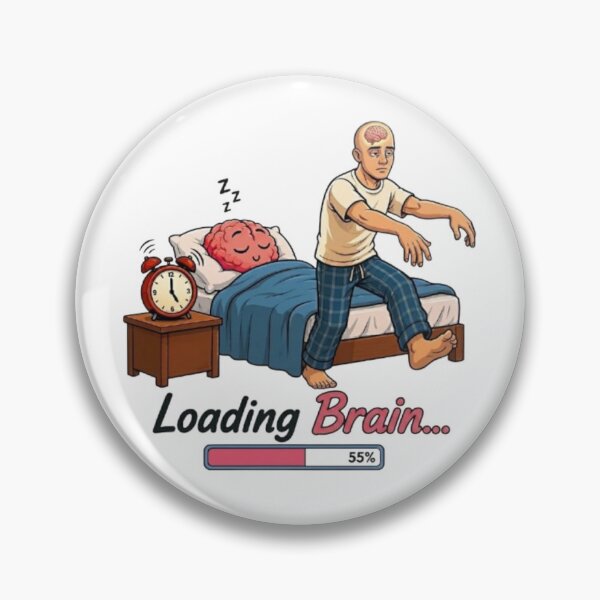 Item preview, Loading Brain Funny Sleepwalking Man Morning Humor Illustration designed and sold by Northern Glow Art.
