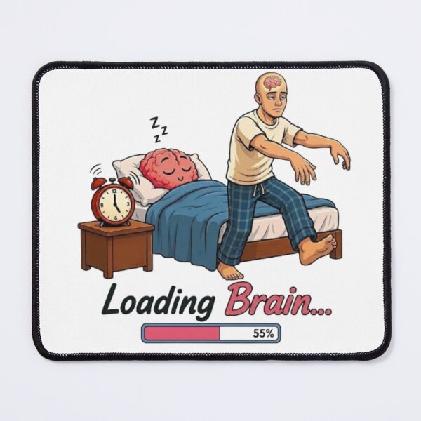 Item preview, Loading Brain Funny Sleepwalking Man Morning Humor Illustration designed and sold by Northern Glow Art.