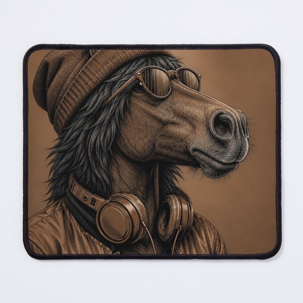 Item preview, Stylish Horse with Beanie, Glasses, and Headphones designed and sold by behappyandrelax.
