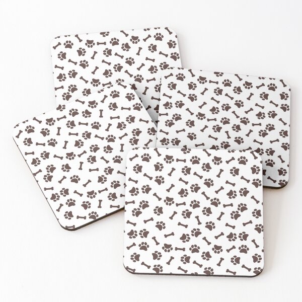 Item preview, White And Chocolate Dog Paw And Bone Pattern designed and sold by pattern-archive.