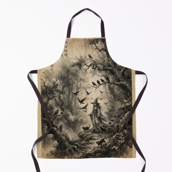 Item preview, Western Witch and Her Familiars Sumi-e Ink Wash designed and sold by DuckOddity.