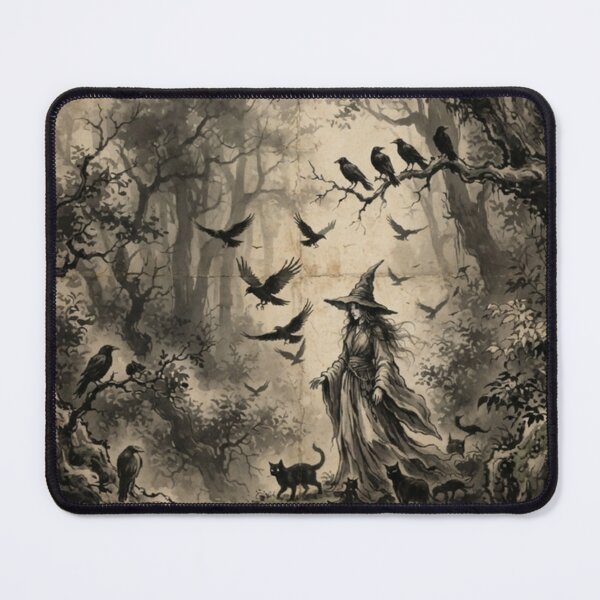 Item preview, Western Witch and Her Familiars Sumi-e Ink Wash designed and sold by DuckOddity.