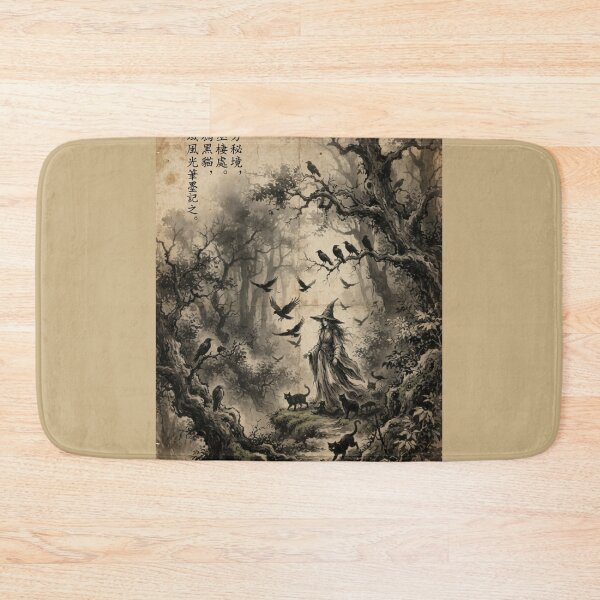 Item preview, Western Witch and Her Familiars Sumi-e Ink Wash designed and sold by DuckOddity.
