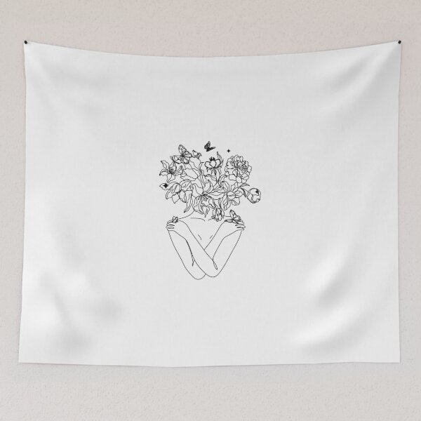 Item preview, Minimalist Woman Line Art Floral Design designed and sold by PaniKoszulkaD.