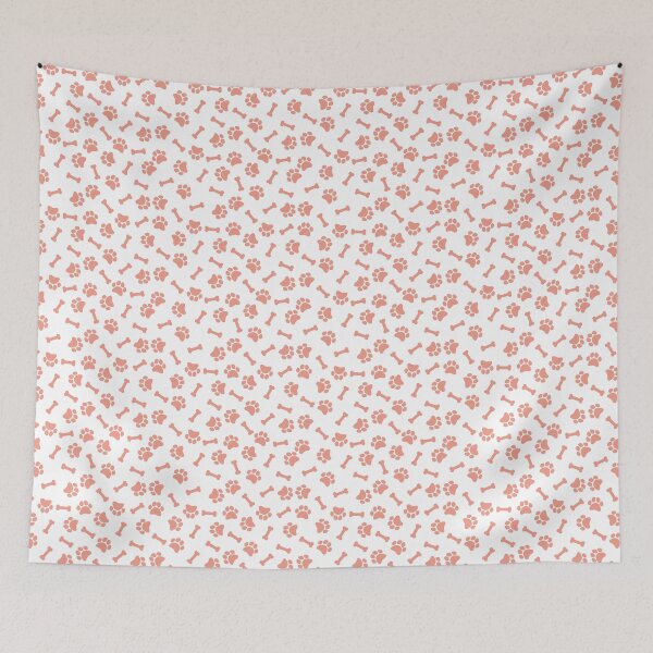 Item preview, White And Coral Dog Paw And Bone Pattern designed and sold by pattern-archive.