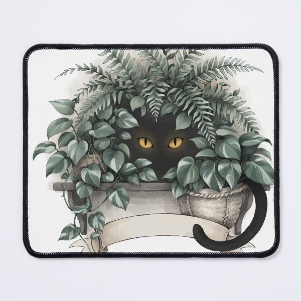 Item preview, Whimsical Black Cat Houseplant Botanical Art Gift designed and sold by Paw-Soul.