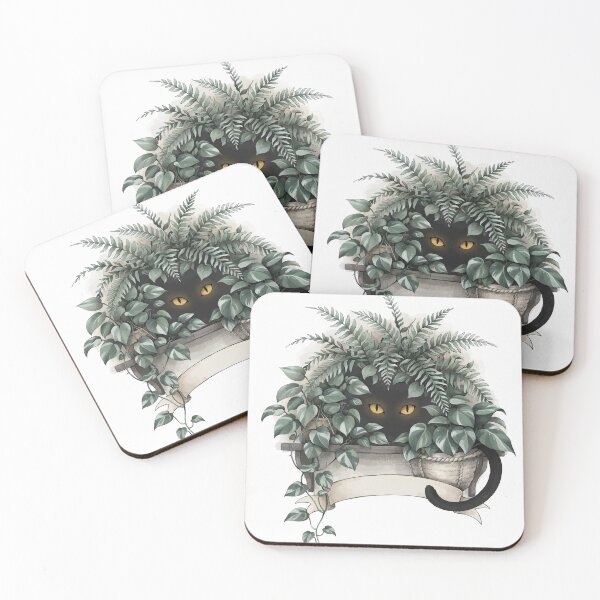 Item preview, Whimsical Black Cat Houseplant Botanical Art Gift designed and sold by Paw-Soul.
