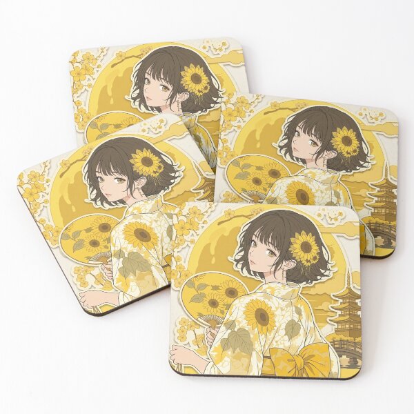 Item preview, Yellow Yukata Lady - kawaii version designed and sold by Japanese Vibes.