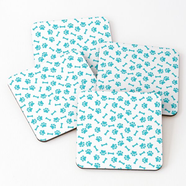 Item preview, White And Cyan Dog Paw And Bone Pattern designed and sold by pattern-archive.