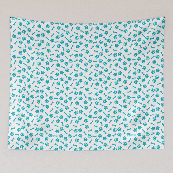 Item preview, White And Cyan Dog Paw And Bone Pattern designed and sold by pattern-archive.