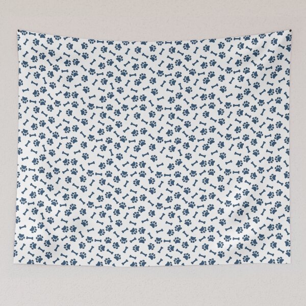 Item preview, White And Denim Dog Paw And Bone Pattern designed and sold by pattern-archive.
