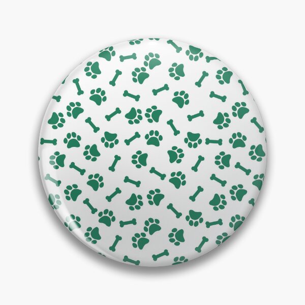 Item preview, White And Green Dog Paw And Bone Pattern designed and sold by pattern-archive.