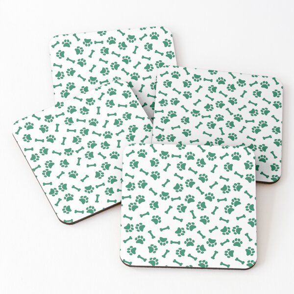 Item preview, White And Green Dog Paw And Bone Pattern designed and sold by pattern-archive.