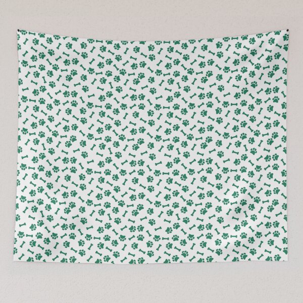 Item preview, White And Green Dog Paw And Bone Pattern designed and sold by pattern-archive.