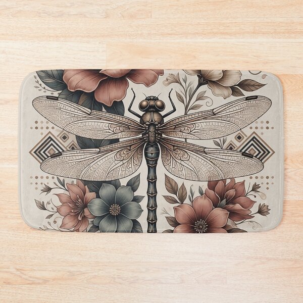 Item preview, Dragon fly and floral vintage retro boho style designed and sold by Ruta.
