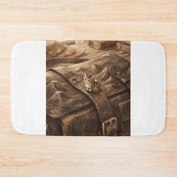 Item preview, Tiny Kitten on a Giant Vintage Camera Bag Miniature Illustration designed and sold by DuckOddity.