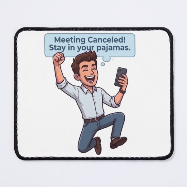 Item preview, Meeting Canceled Stay In Your Pajamas Funny Remote Work Illustration designed and sold by Northern Glow Art.