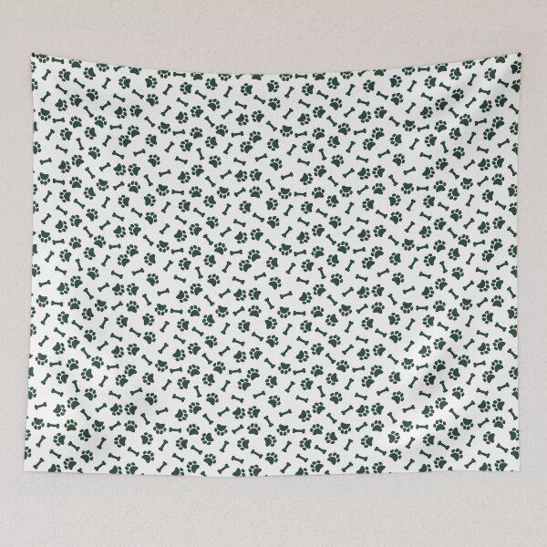 Item preview, White And Forest Green Dog Paw And Bone Pattern designed and sold by pattern-archive.