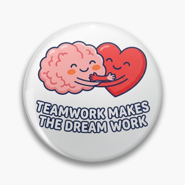 Item preview, Teamwork Makes The Dream Work – Cute Brain and Heart Hug Cartoon designed and sold by YourWearPulse.