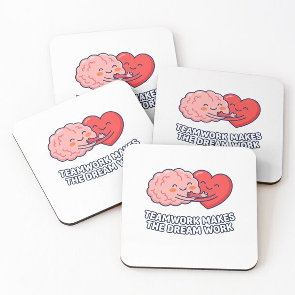 Item preview, Teamwork Makes The Dream Work – Cute Brain and Heart Hug Cartoon designed and sold by YourWearPulse.